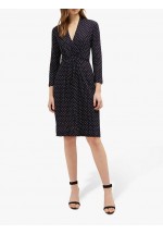 French Connection Womens Polka Dot V-Neck Dress, Blue/White